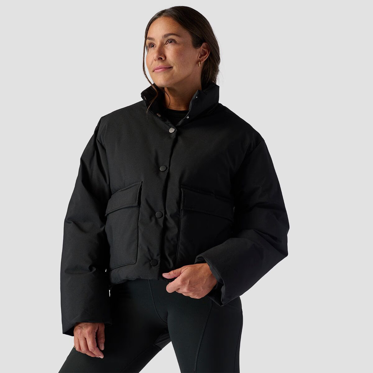 Stoic Cropped Boxy Snap Front Puffer - Women's Black, M | Backcountry