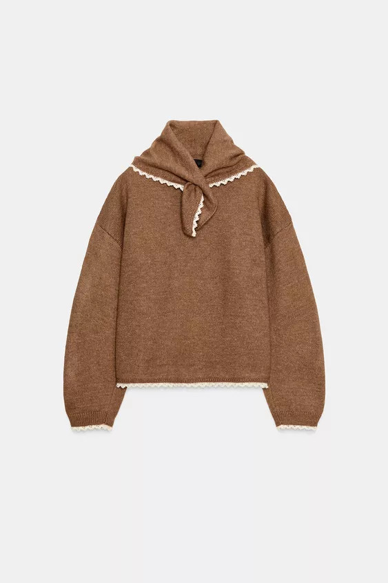 BANDANA LACE KNIT JUMPER | Zara US