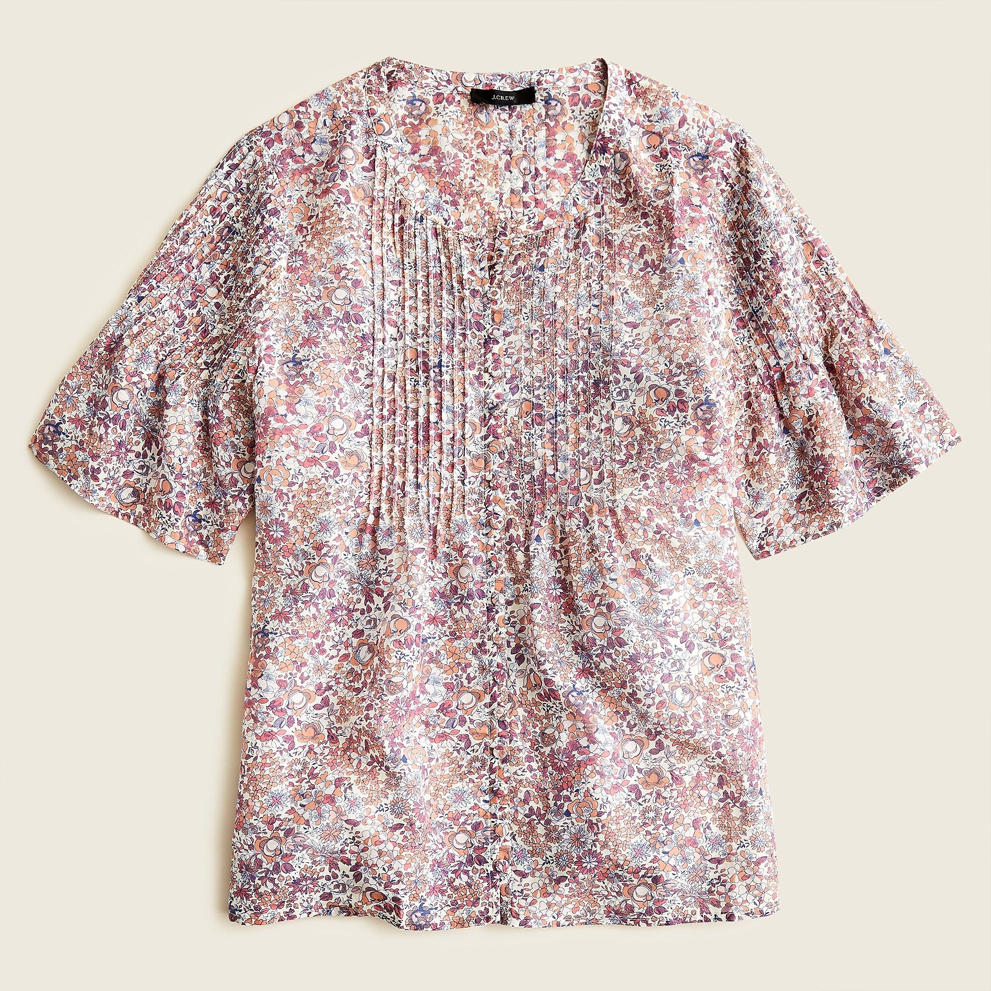 Silk cotton voile pintuck top in blooming floral | J.Crew US