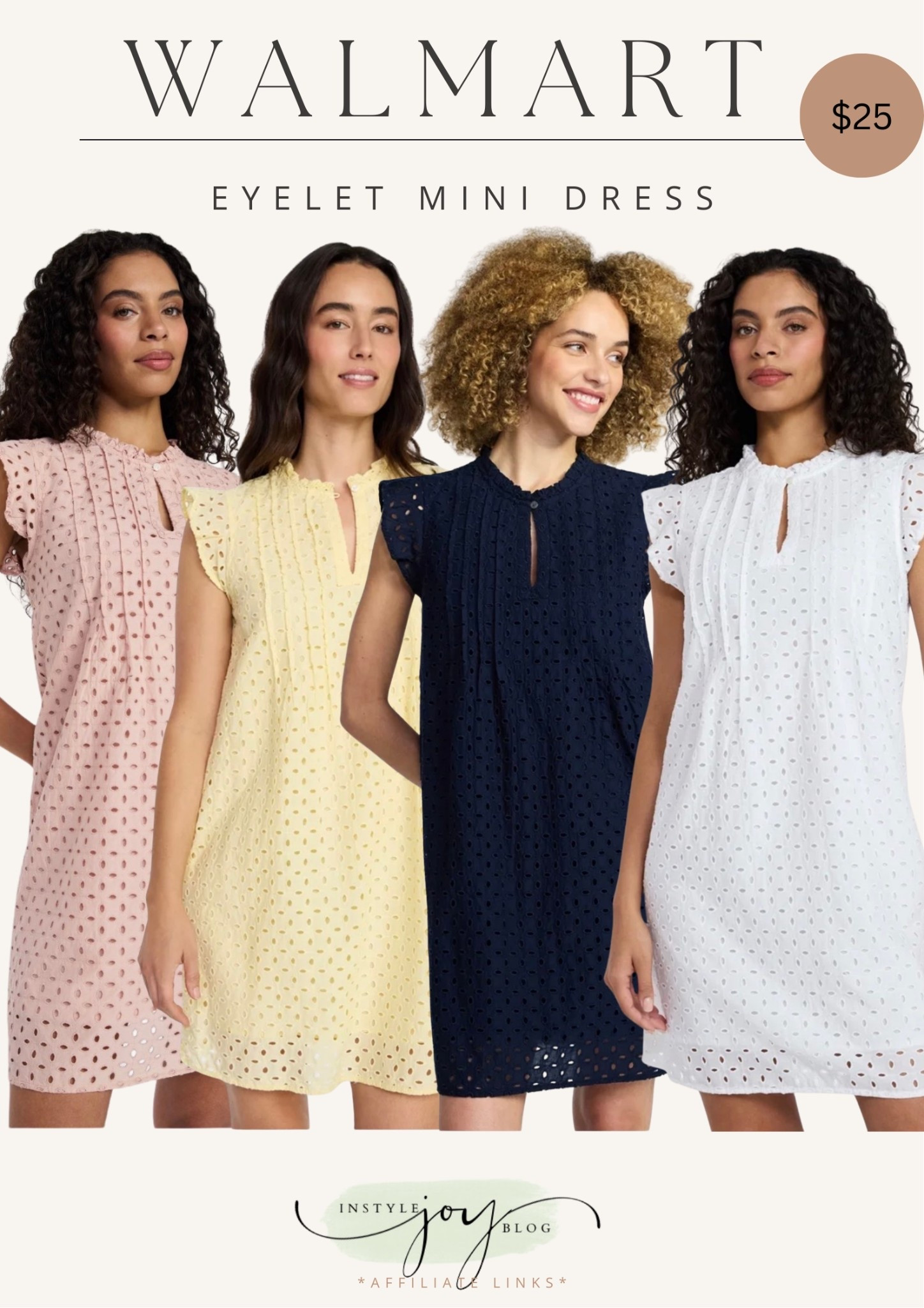 Walmart Time and Tru Women's Cotton Eyelet Mini Dress with Flutter Sleeves, Sizes XS-XXXL

#LTKSeasonal #LTKgrwm #LTKootd