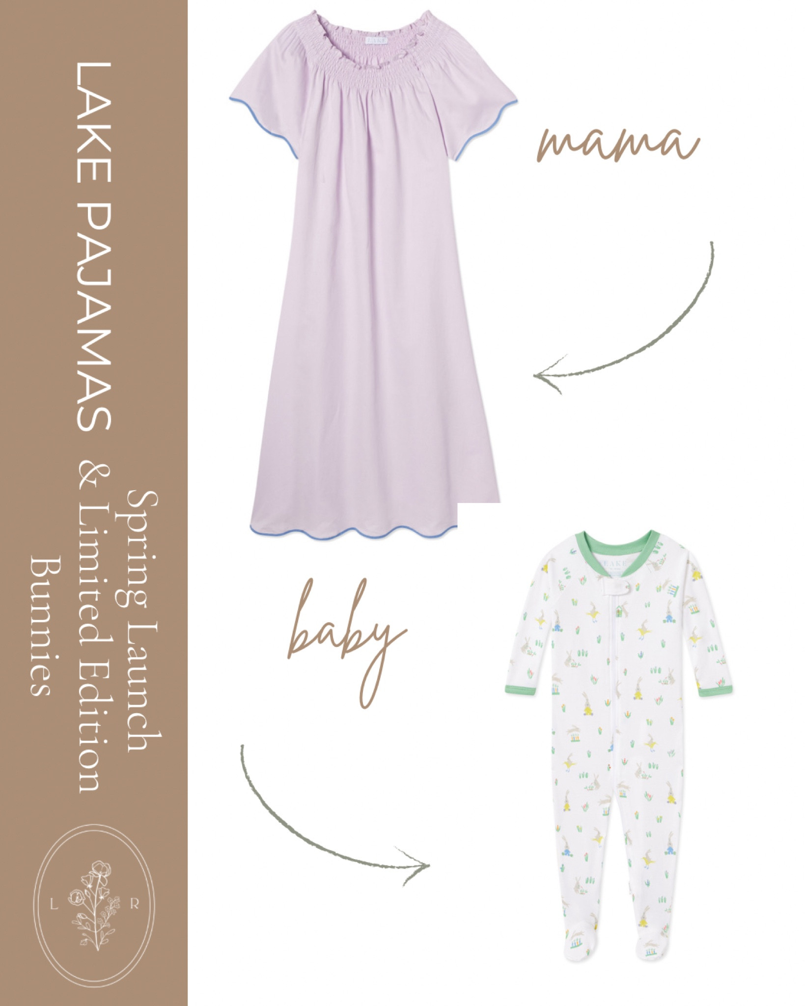 LAKE pajamas spring launch with bunny print for Easter 🐰 mommy and me matching pajamas - lounge dress, baby easter onesie 

#LTKfamily #LTKSeasonal #LTKbaby