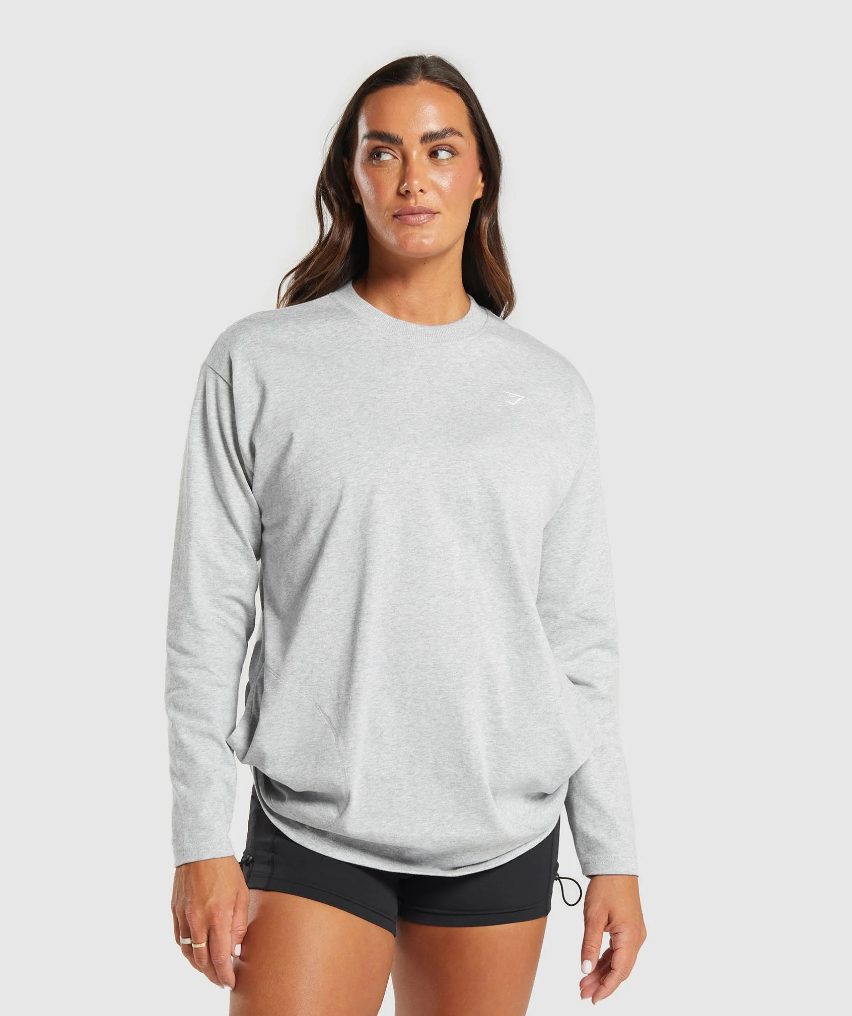 Gymshark Heavyweight Cotton Long Sleeve Top - Light Grey Marl | Gymshark US