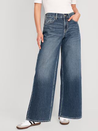 Mid-Rise Baggy Wide-Leg Jeans for Women | Old Navy (US)