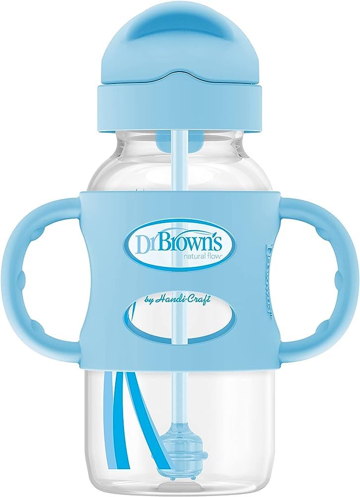 Dr. Brown’s® Milestones™ Wide-Neck Sippy Straw Bottle with 100% Silicone Handles, 9oz/270mL,... | Amazon (US)
