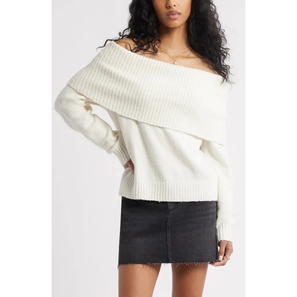 BP. Off the Shoulder Sweater in Ivory at Nordstrom, Size Xx-Small | Nordstrom