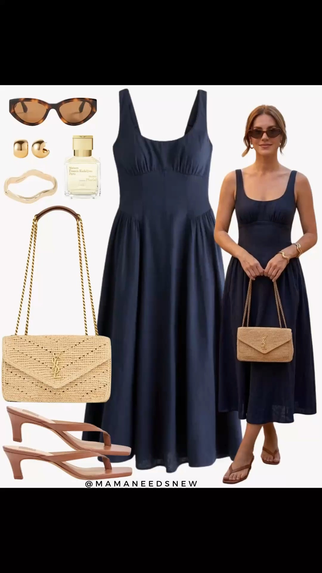 A summer outfit with a dress, raffia shoulder bag, thong heels 💙🤎

#LTKootd #LTKSeasonal #LTKSaleAlert