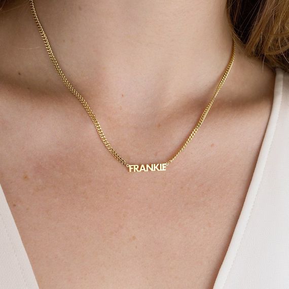 Dainty Name Necklace with Bold Curb Chain  Personalized Name | Etsy | Etsy (US)