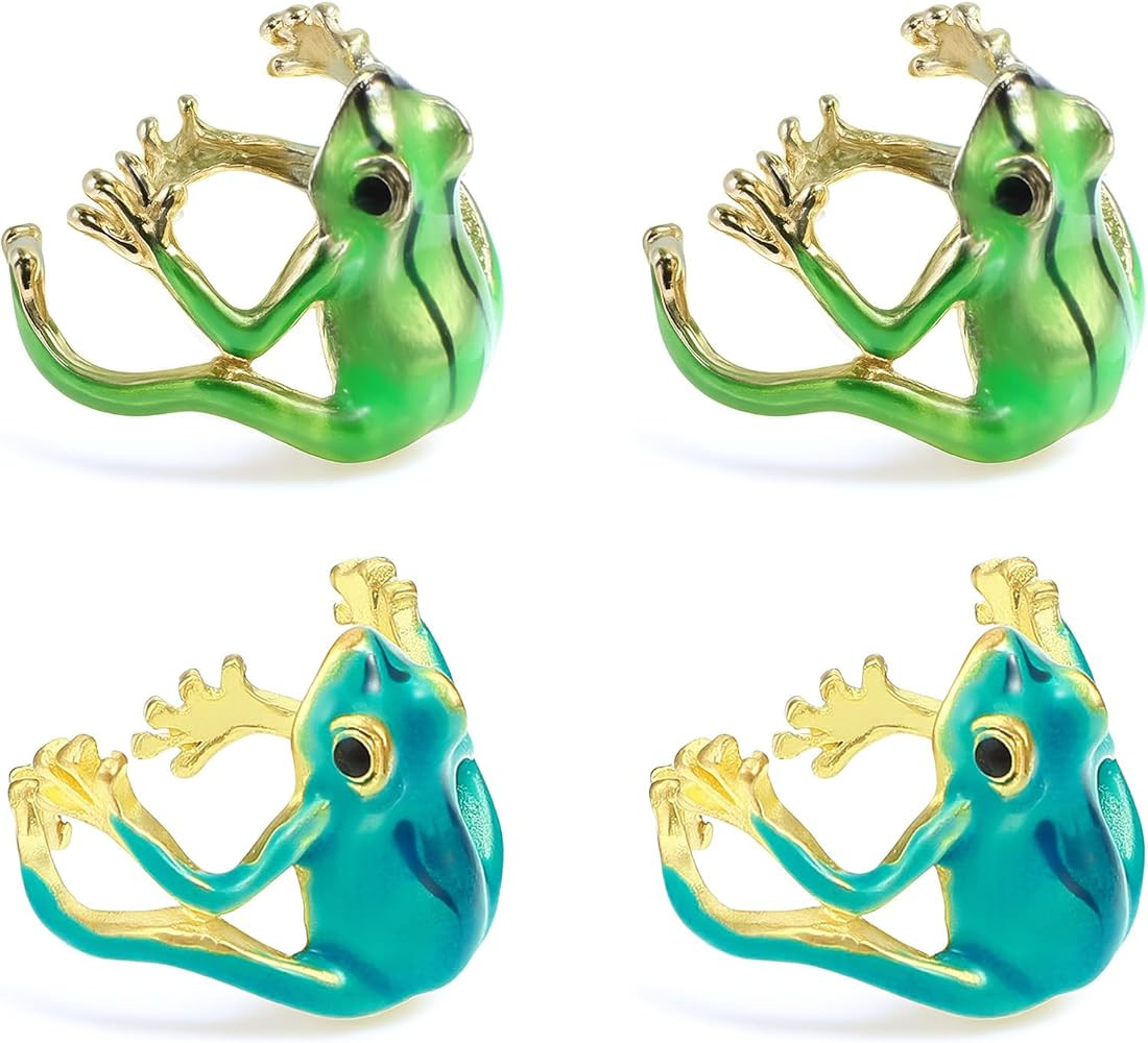 HJZHI 4PCS Tree Frog Rings Set, Adjustable Tree Frog Jewelry Funny Green Frogs Ring Open Frogs Sh... | Amazon (US)