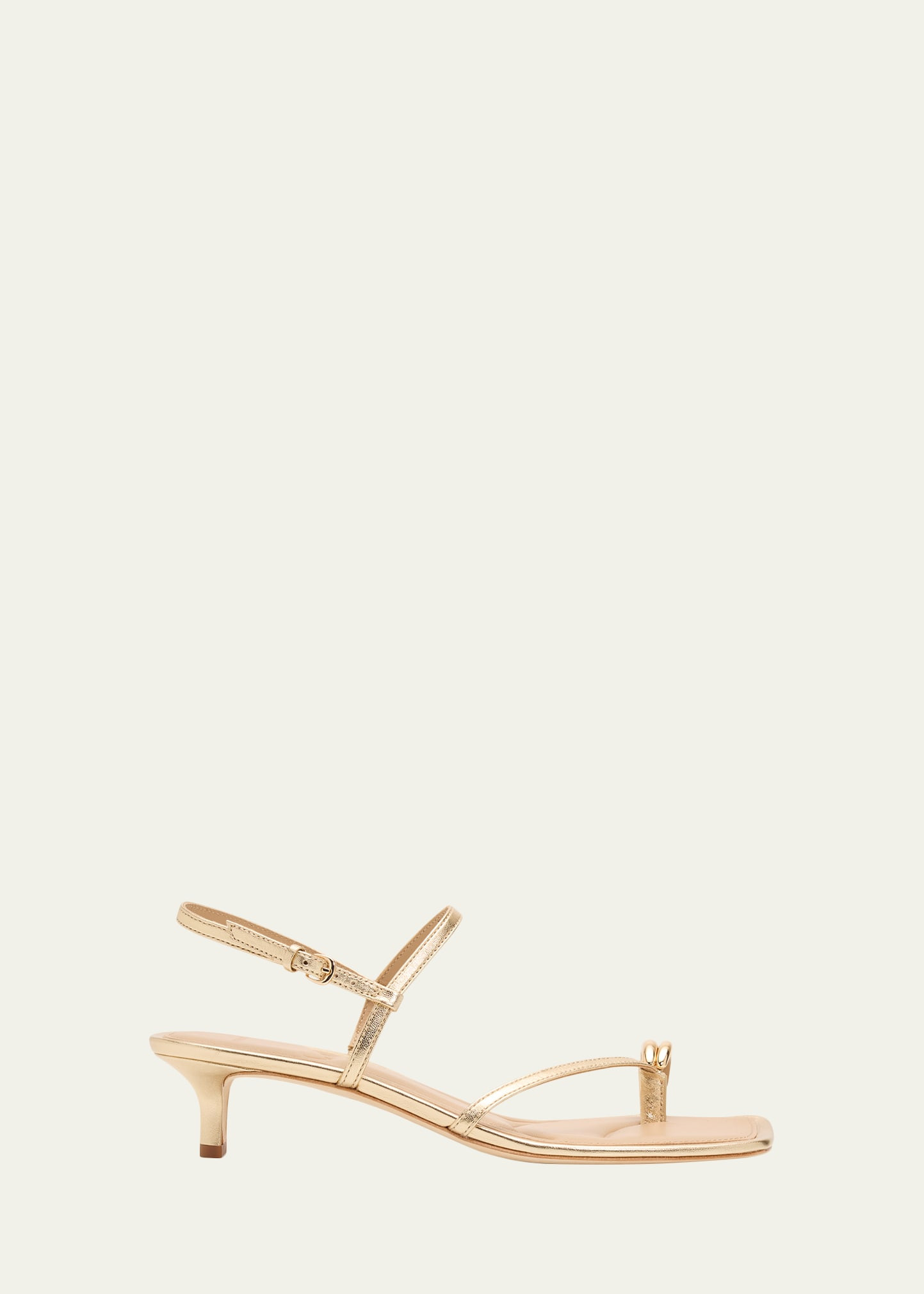 Vince 40mm Polli Metallic Leather Kitten-Heel Sandals | Bergdorf Goodman