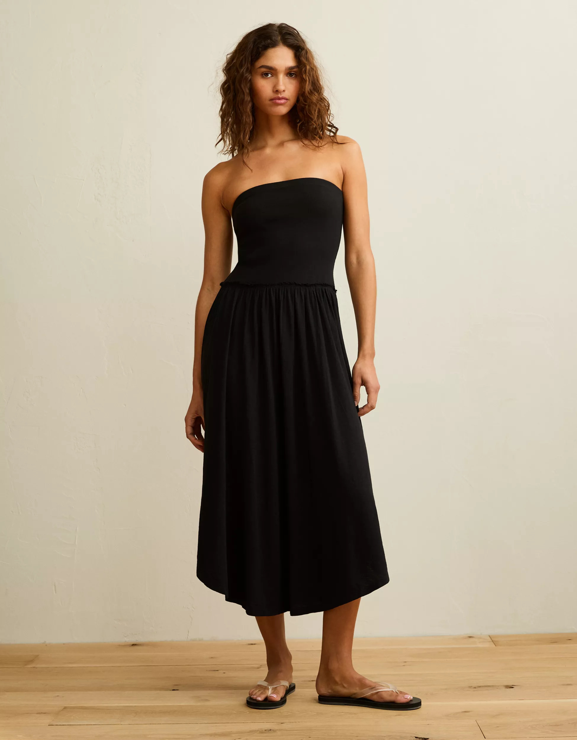 AE Sunchaser Strapless Midi Dress | American Eagle Outfitters (US & CA)