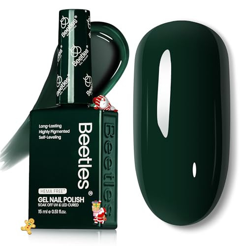 Beetles Green Gel Nail Polish 0.51OZ Christmas Dark Forest Green Winter Gel Polish Color Hema Free Soak Off UV Nail Lamp Manicure Salon DIY Art Design Decoration at Home Gift for Women Urban Ivy | Amazon (US)