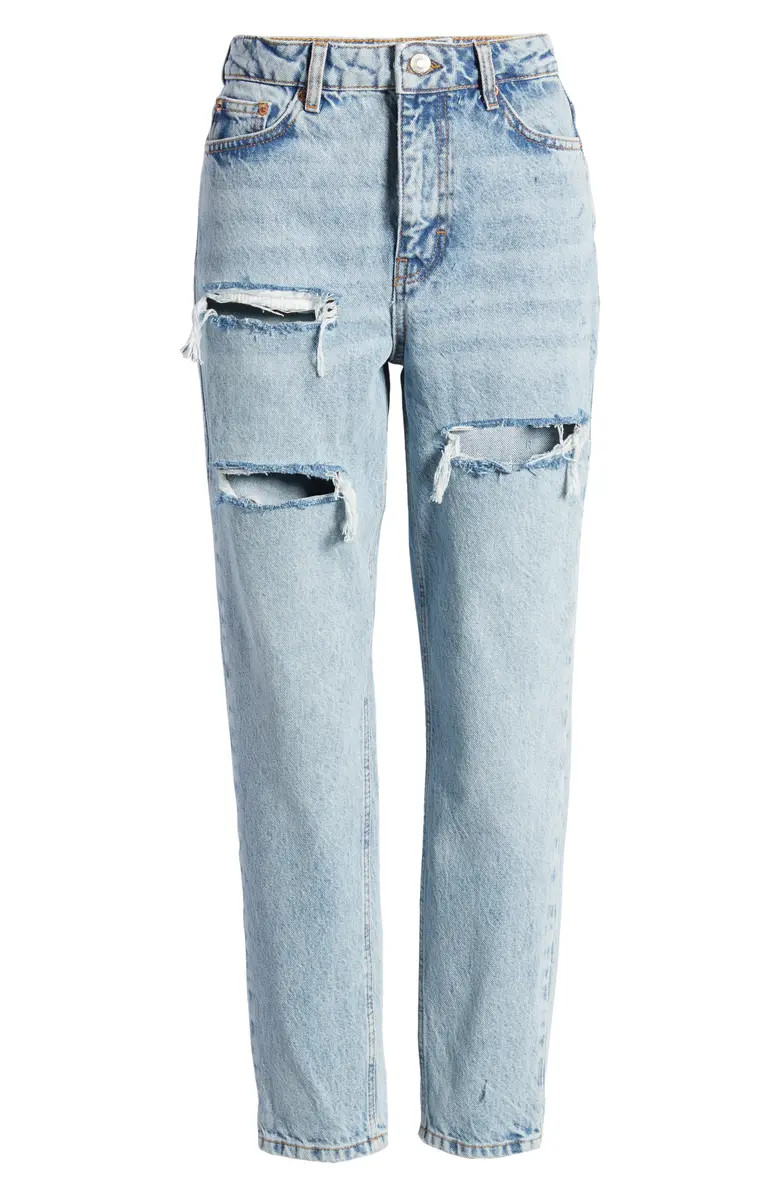 Topshop Ripped Nonstretch Cotton Mom Jeans | Nordstrom | Nordstrom