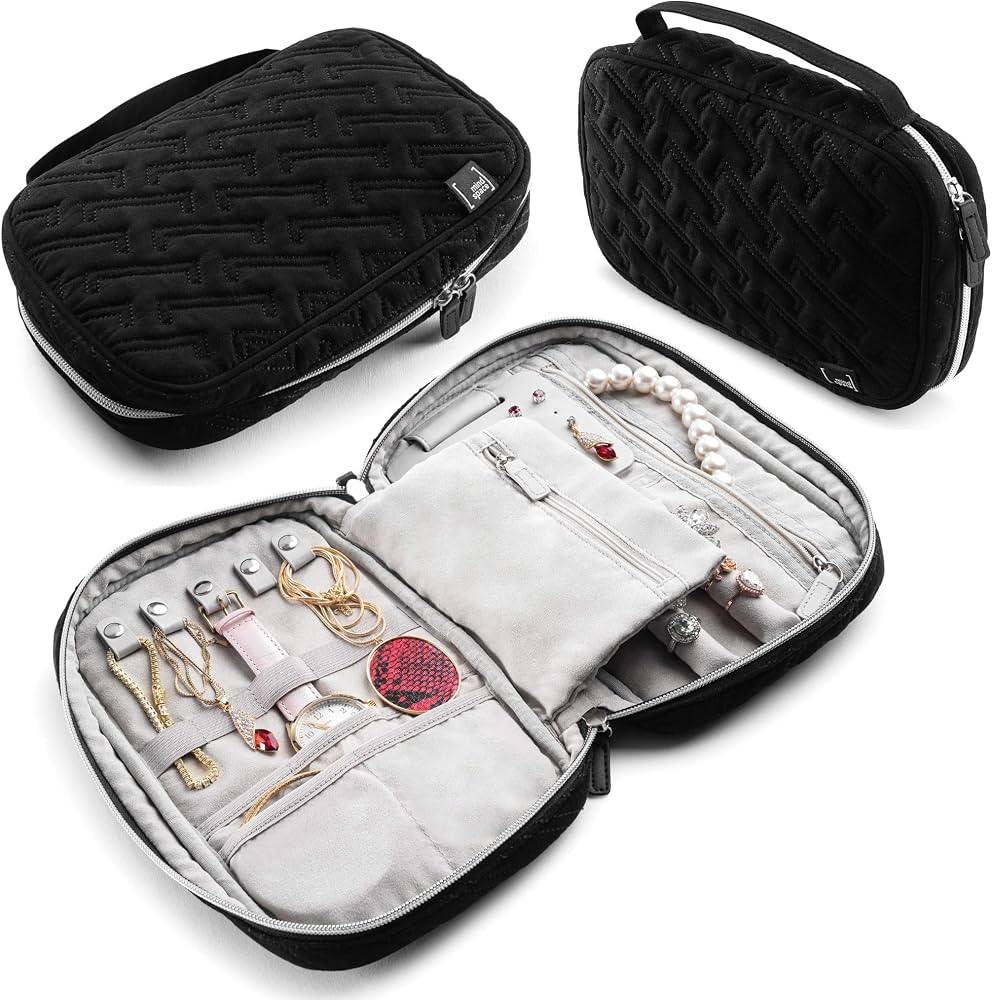 Travel Jewelry Organizer Case for Women - Travel accessories, Jewelry Roll Travel case Functions ... | Amazon (US)