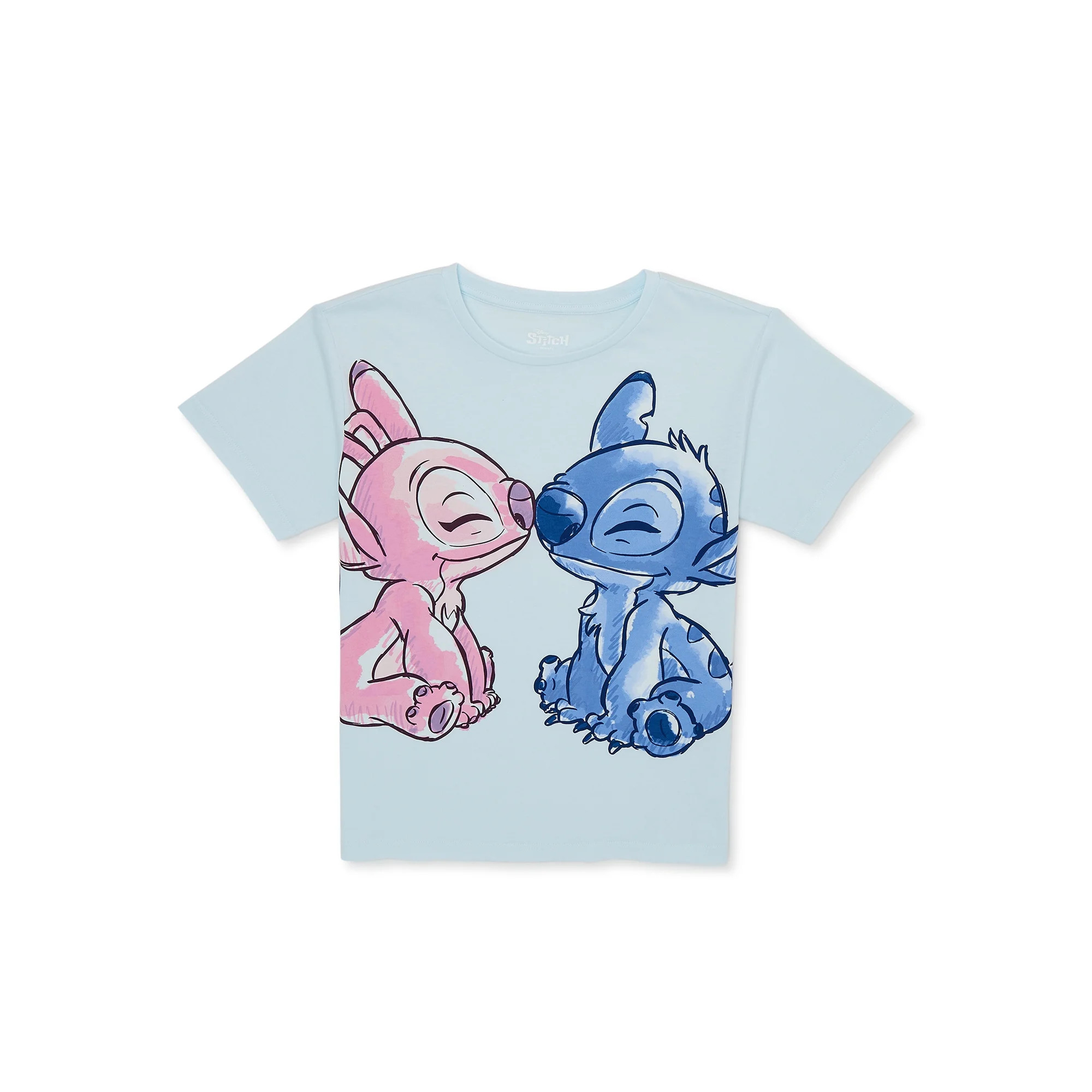 Disney Girls Lilo & Stitch Angel Love, Crew Neck, Short Sleeve, Graphic T-Shirt, Sizes 4-16 | Walmart (US)