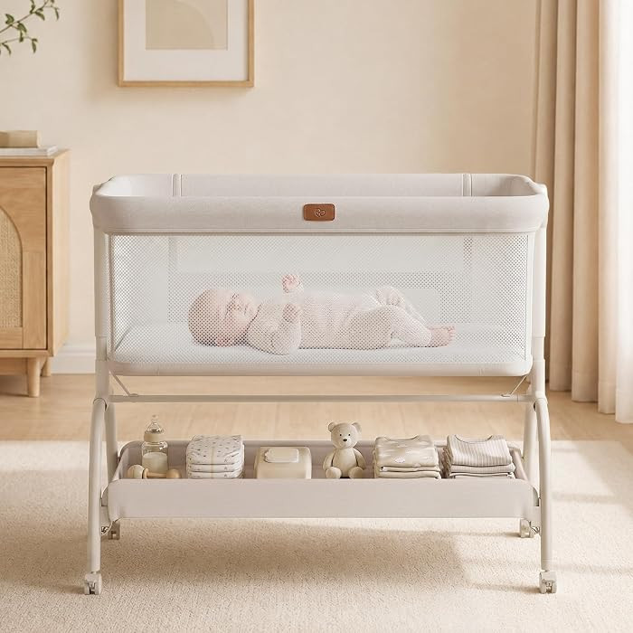 Baby Bassinet Bedside Sleeper, 3-in-1 Newborn Crib with Soft & Breathable Mattress, 6 Adjustable ... | Amazon (US)