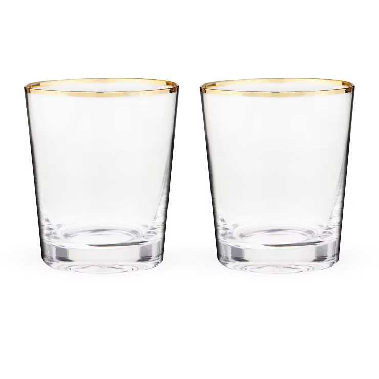 Twine Gilded Tumblers, Gold Rimmed Clear Cocktail Glass Set, Lowball Glassware, Set of 2, 10 Ounc... | Target