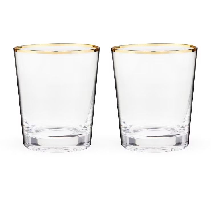 Twine Gilded Tumblers, Gold Rimmed Clear Cocktail Glass Set, Lowball Glassware, Set of 2, 10 Ounc... | Target