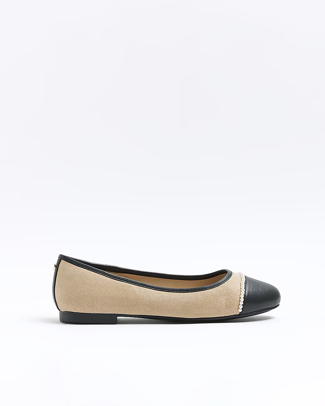 Beige pearl detail ballerina flats | River Island (UK & IE)