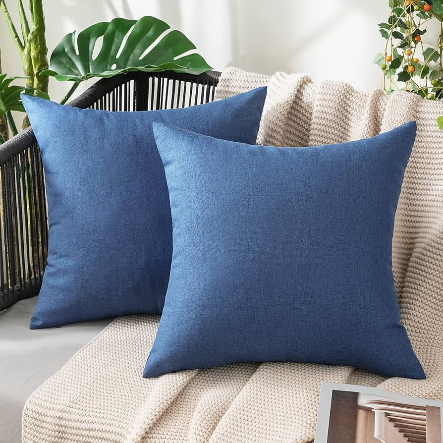 MIULEE Pack of 2 Decorative Outdoor Solid Waterproof Throw Pillow Covers Polyester Linen Garden F... | Amazon (US)