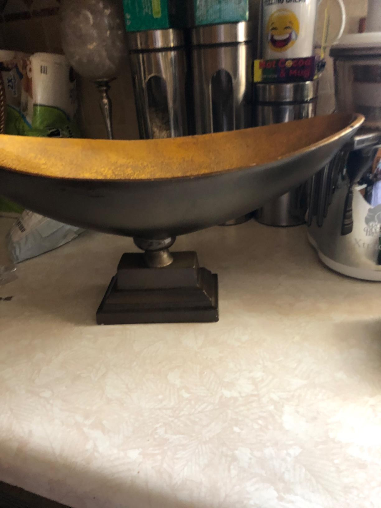 Howard Elliott Collection Howard Elliot Medium, Seascape Natural Oblong Bronze Footed Bowl with G... | Amazon (US)