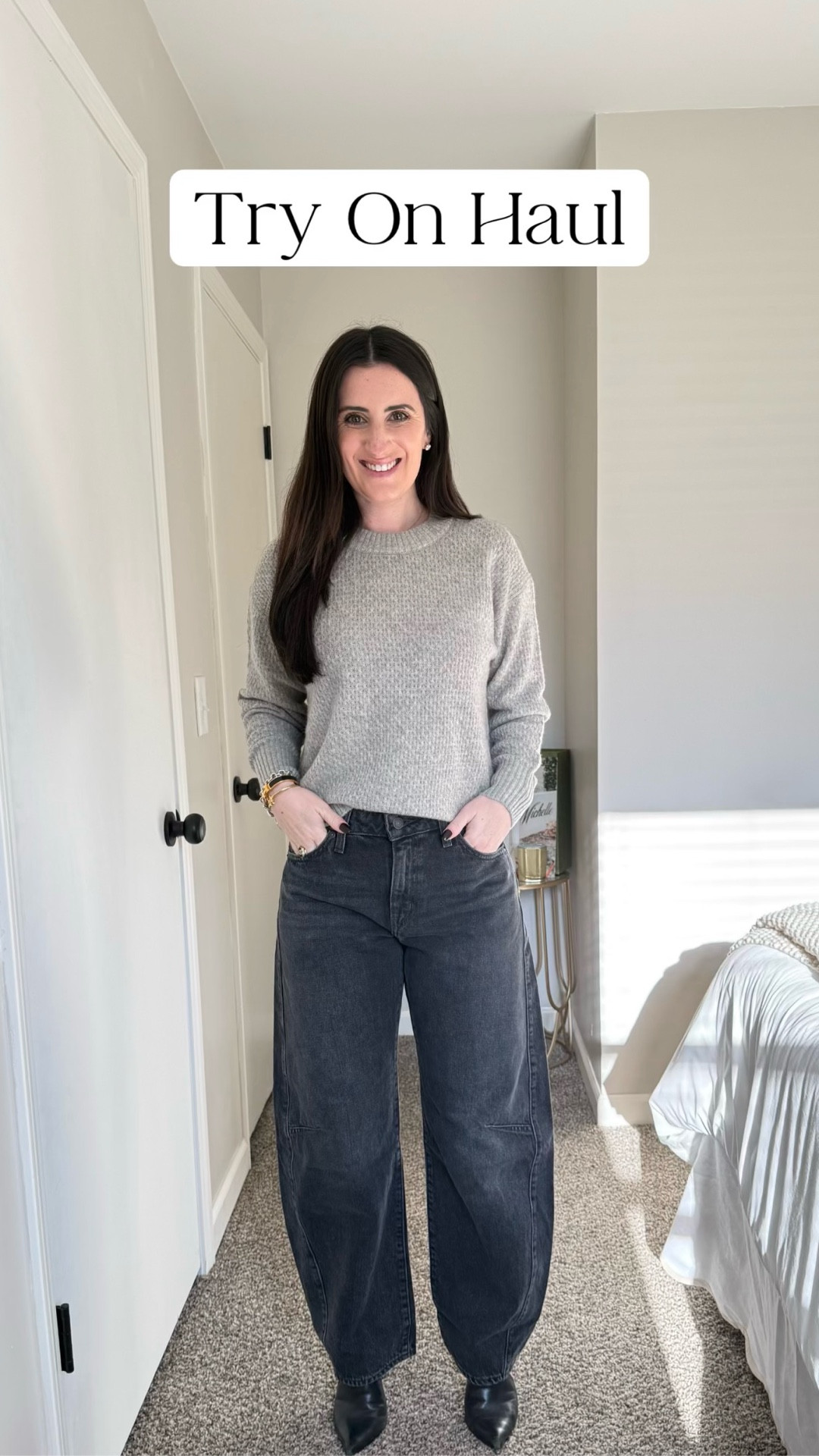 Let’s do a try oh haul! Ordered a few pairs of jeans from Levi’s this week. A black wide leg jean and a black barrel leg jean. I also ordered the cutest black Sam Edelman loafers and stole Katie’s new Quince sweater (which I’m obsessed with!!!) to share with y’all!! 

Fall Style | Softest Sweater | Black Denim | Fall Looks | Winter Wear | Chunky Loafers | Fall Outfit Inspo

#LTKStyleTip #LTKFindsUnder100 #LTKSeasonal