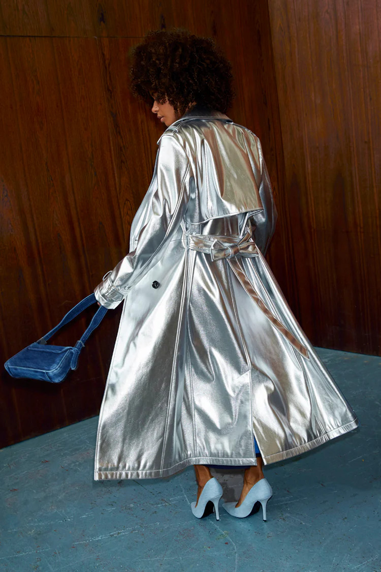 Silver Vegan Leather Trench | Never Fully Dressed US
