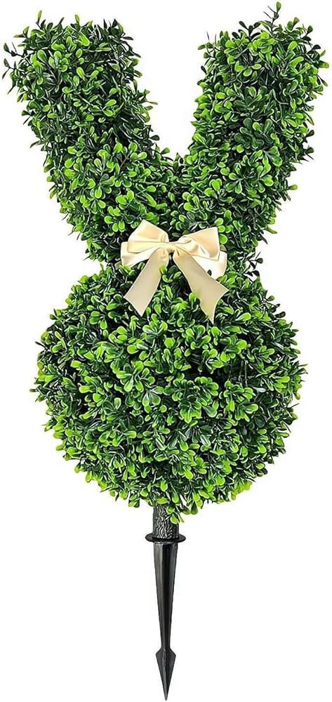 27.5 Inch Bunny Topiary Outdoor Artificial Rabbit Shaped Topiaries Trees with Ground Spike Pot Fa... | Amazon (US)
