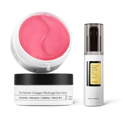 COSRX Peptide Collagen Hydrogel Eye Patch + Snail Mucin Peptide Under Eye Cream, Korean Skin Care | Amazon (US)