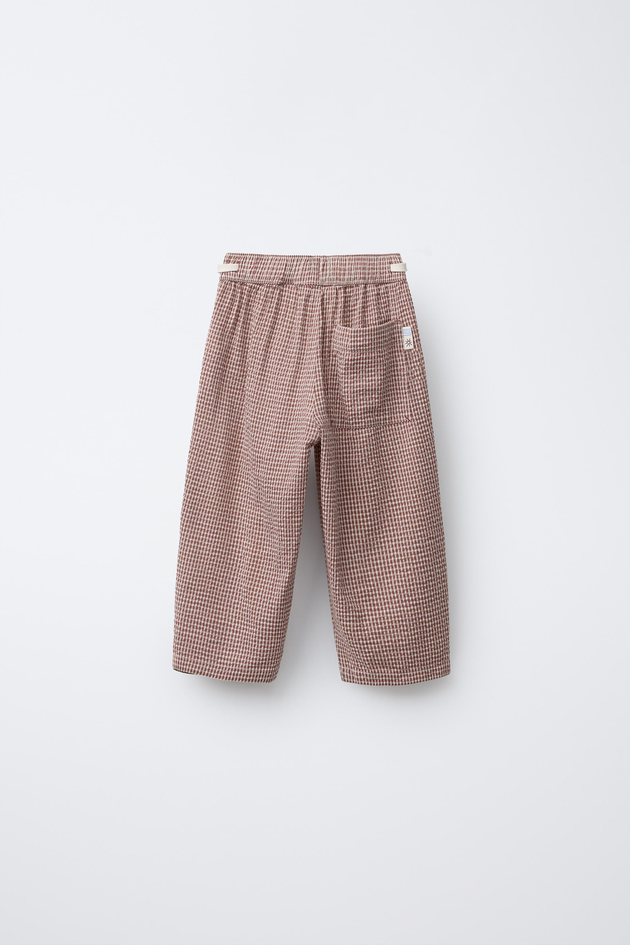 CHECKERED SEERSUCKER PANTS | Zara US