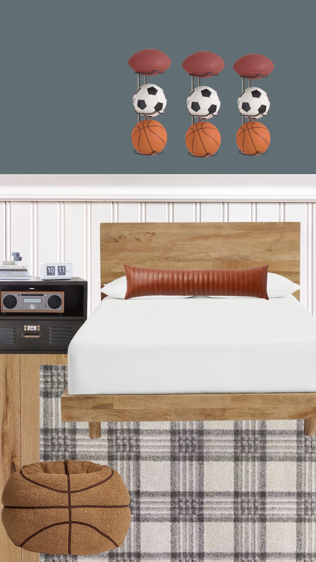 This boys room is one that your sports loving kiddo can grow into! Upper wall color: SW Slate Tile

Choose navy, grey, white, black or beige bedding. It’s so neutral that anything goes. 

#LTKKids #LTKFamily #LTKHome