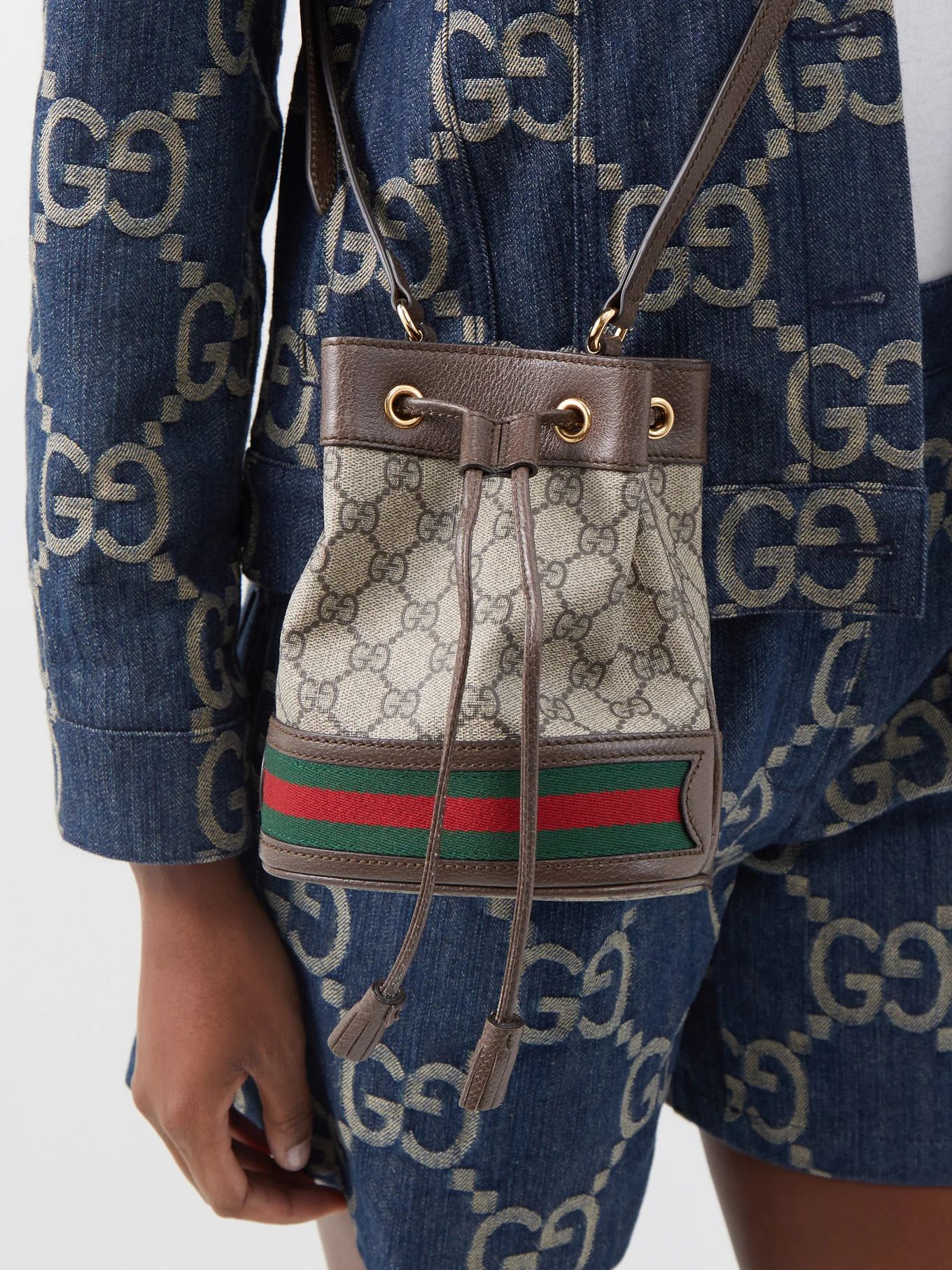 Ophidia mini GG supreme and leather bucket bag | Gucci | Matches (US)