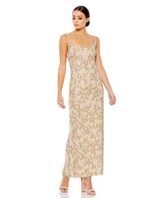 Women's Sleeveless Hand Beaded Floral Midi Dress | Macy's