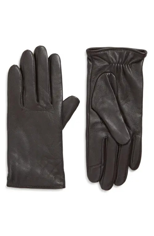 Cole Haan Leather Touchscreen Gloves in Brown at Nordstrom, Size Large | Nordstrom