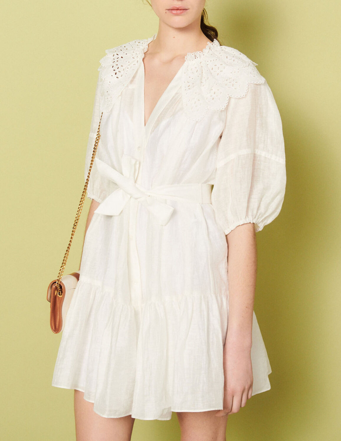 Short linen dress | Sandro-Paris US