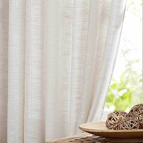 FMFUNCTEX Natural Semi-Sheer Linen Curtains for Living Room Rich Cross Weave Linen Textured Look ... | Amazon (US)