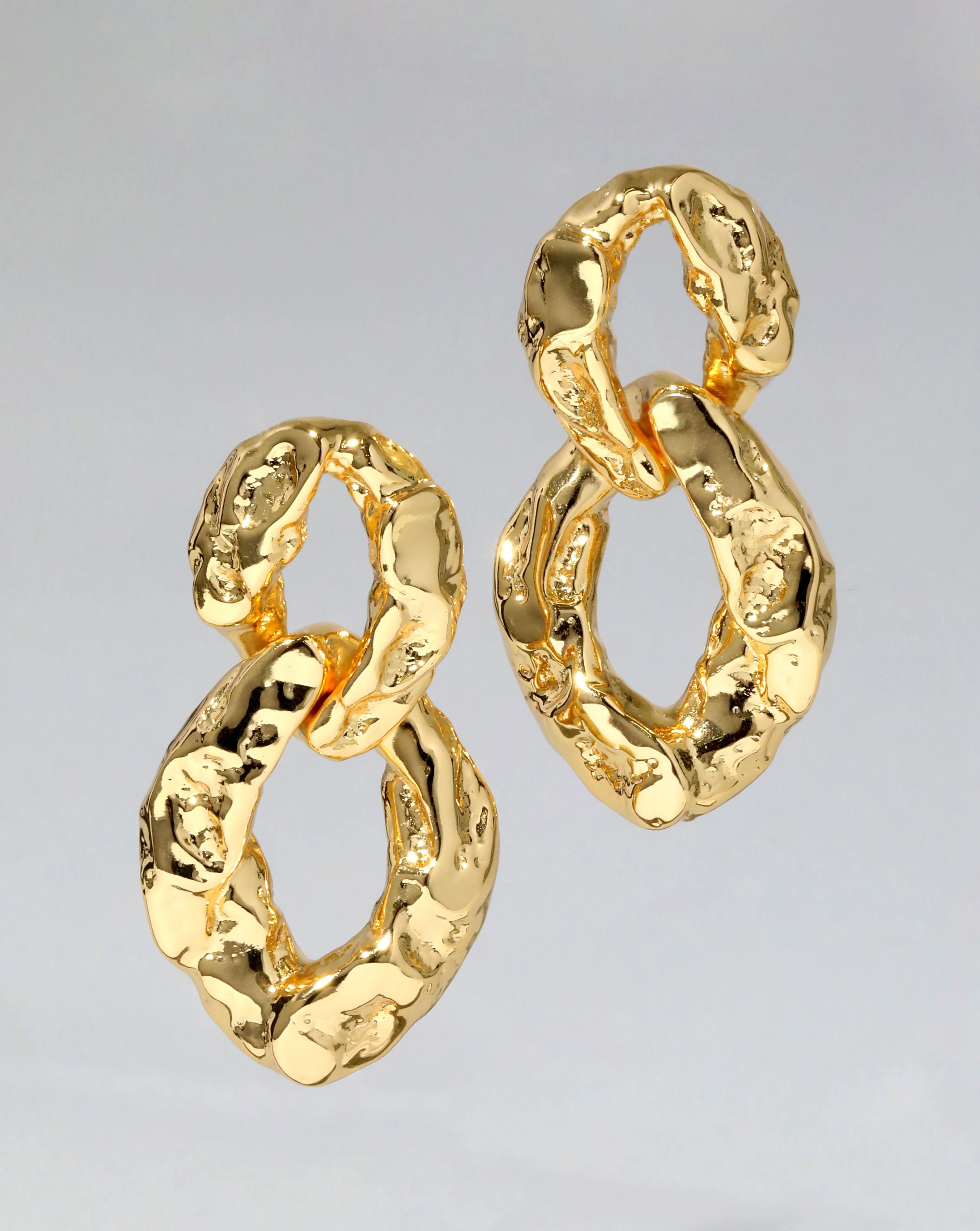 Brut Gold Double Link Post Earring | Alexis Bittar | Alexis Bittar