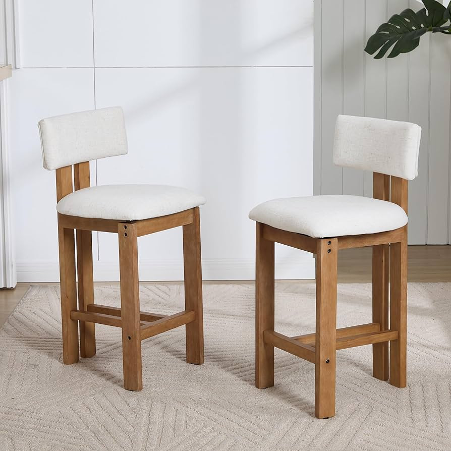 26 Inch Mid Century Modern Counter Bar Stools Set of 2,Farmhouse Comfy Counter Height Barstools U... | Amazon (US)