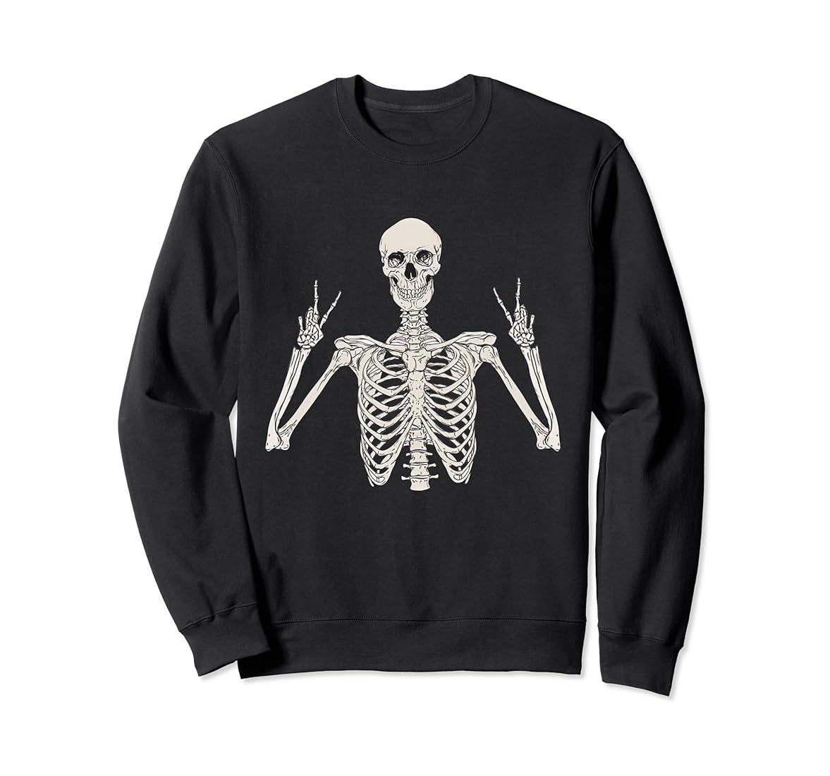 Skeleton Peace Sign Hand Spooky Skull Fun Halloween Costume Sweatshirt | Amazon (US)