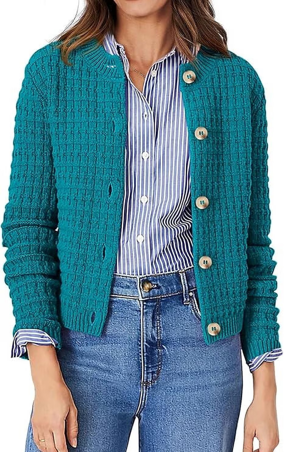 PrettyGarden Women's Cotton Knit Cardigan Sweater, Sizes S-2XL - Walmart.com | Walmart (US)