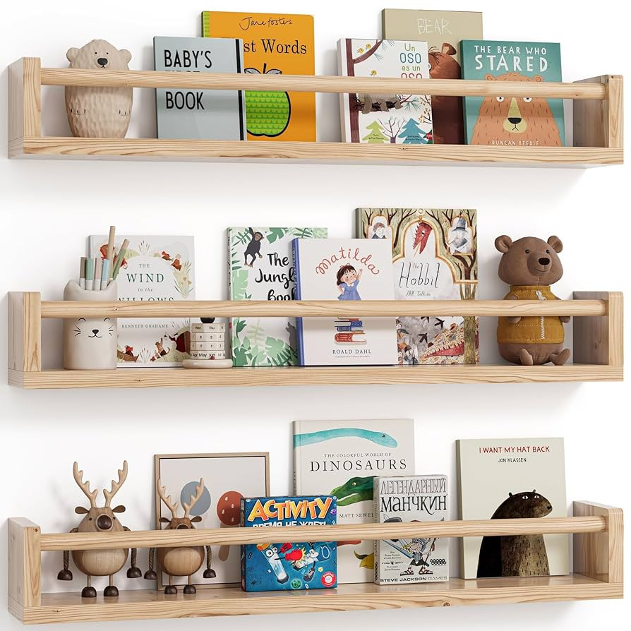 G&W Gruwald Nursery Book Shelves, Set of 3, Wall Bookshelf, Book Shelf for Kids Rooms, Wall Book ... | Amazon (US)