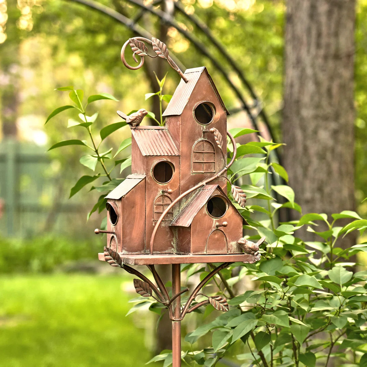 Large Copper Colored Multi-Birdhouse Stakes | Wayfair North America