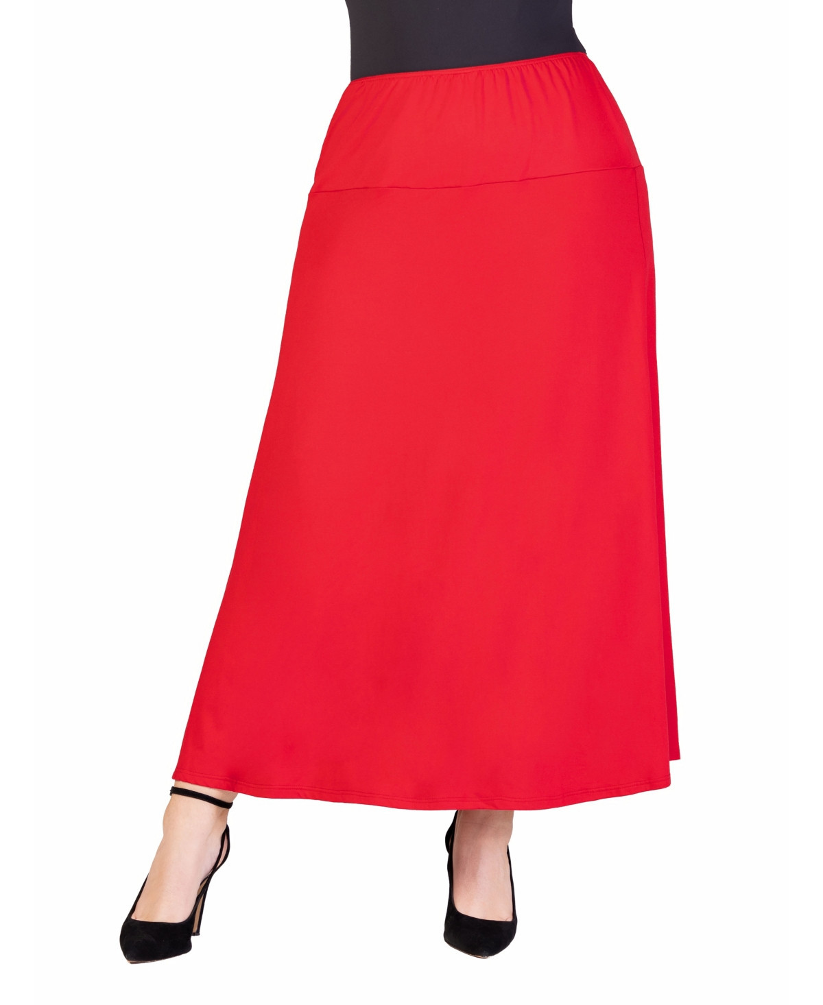 24seven Comfort Apparel Plus Size Maxi Skirt - Red | Macy's