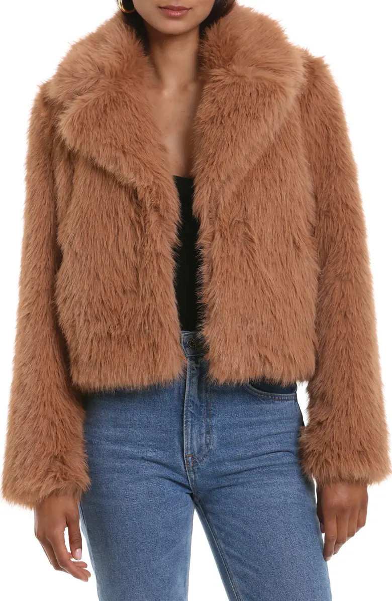Avec Les Filles Notch Collar Faux Fur Crop Jacket | Nordstrom | Nordstrom