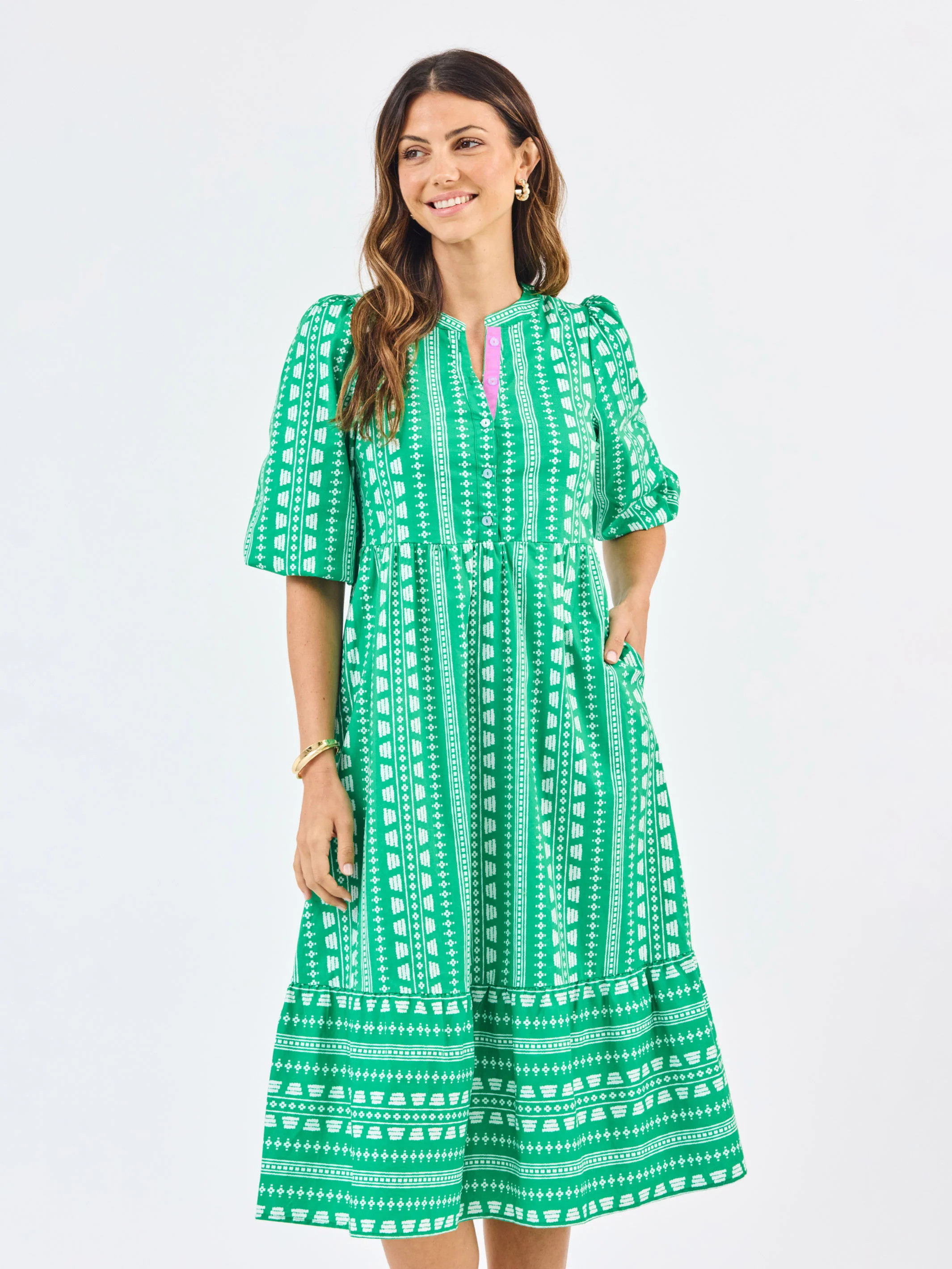 Riley Dress | Heritage Stitch Green | Mary Square