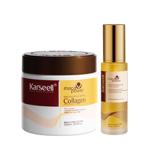Karseell Collagen Hair Treatment Deep Repair Conditioning All Hair Types 16.90 oz 500ml + Argan Oil Hair Serum for Dry Damaged Hair 50ml | Amazon (US)