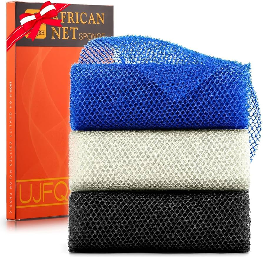 UJFQBH 3 Pieces African Bath Sponge African Net Long Net Bath Sponge Exfoliating Shower Body Scru... | Amazon (US)