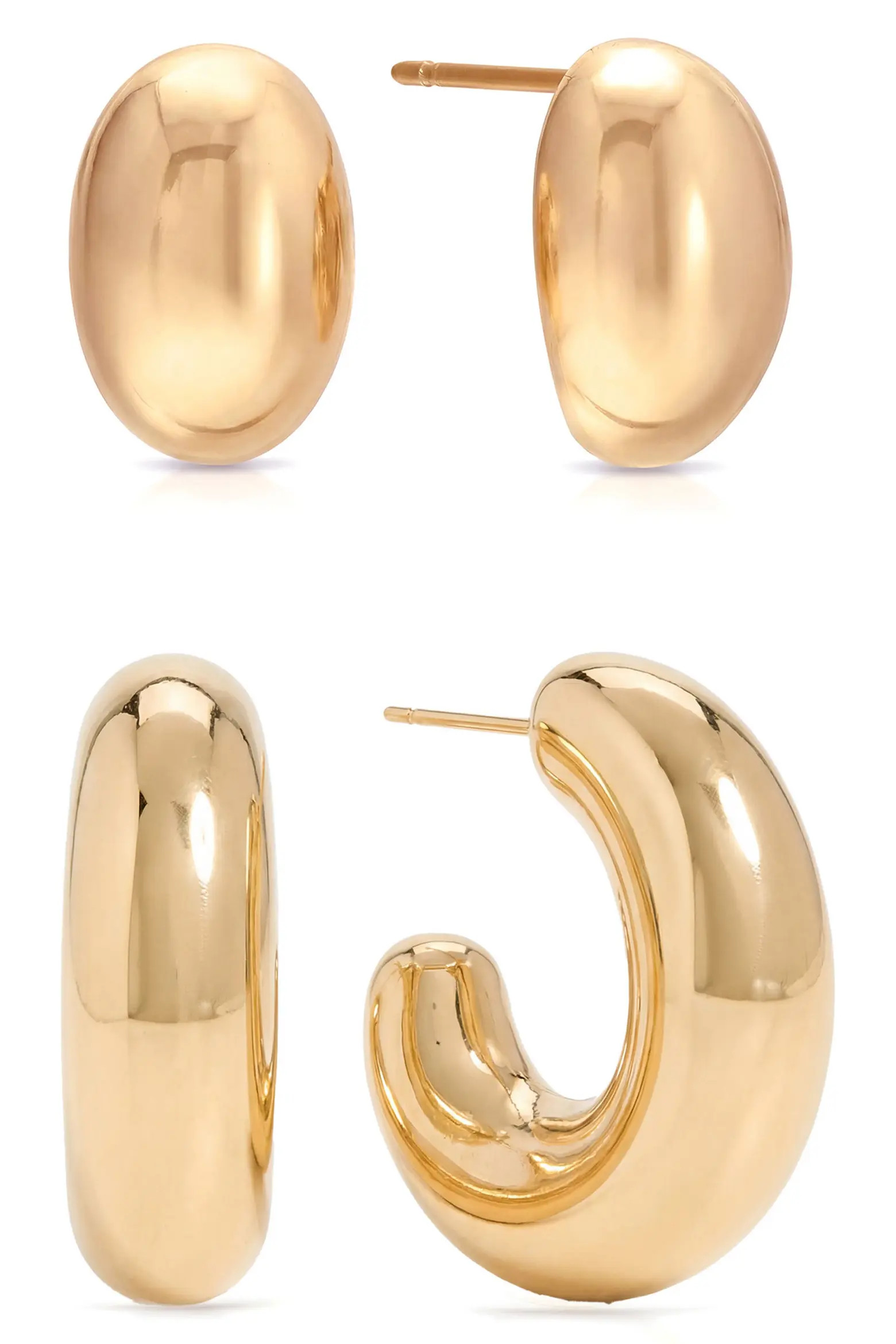 Ettika Set of 2 Pairs Thick Dome Hoop & Stud Earrings (Women) | Nordstrom | Nordstrom