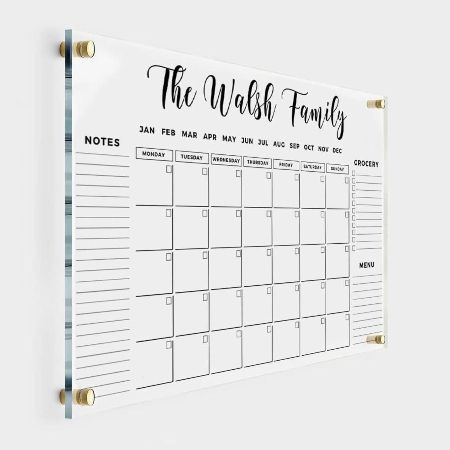 FAMILY NAME CALENDAR Personalized Acrylic Wall Calendar - Personalized Calendar 2024, Horizontal ... | Amazon (US)