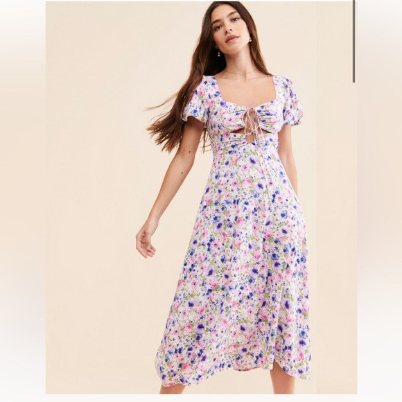 ASTR THE LABEL Floral Midi Tie Front Dress | Poshmark