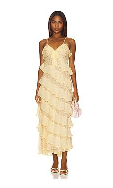 For Love & Lemons Debby Maxi Dress in Yellow from Revolve.com | Revolve Clothing (Global)